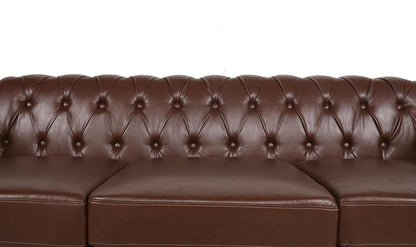 PU Brown Leather Modular Sectional Sofa Tufted Cushions ShipItFurniture