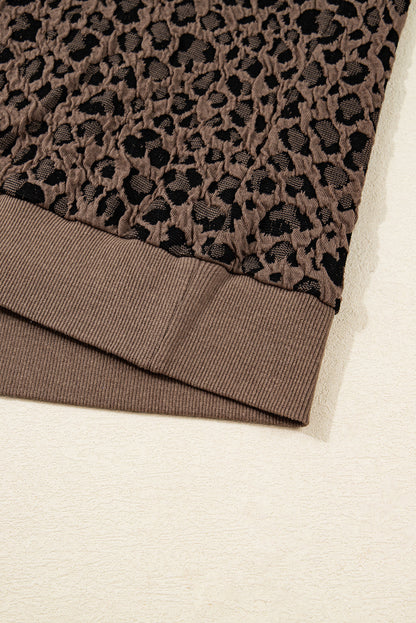 Annie Ribbed Trim Leopard Top