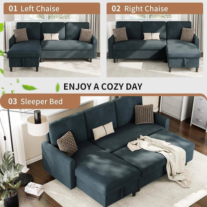 Dark Gray Convertible Sectional Sofa Bed Storage Drawer - Get it from Bo