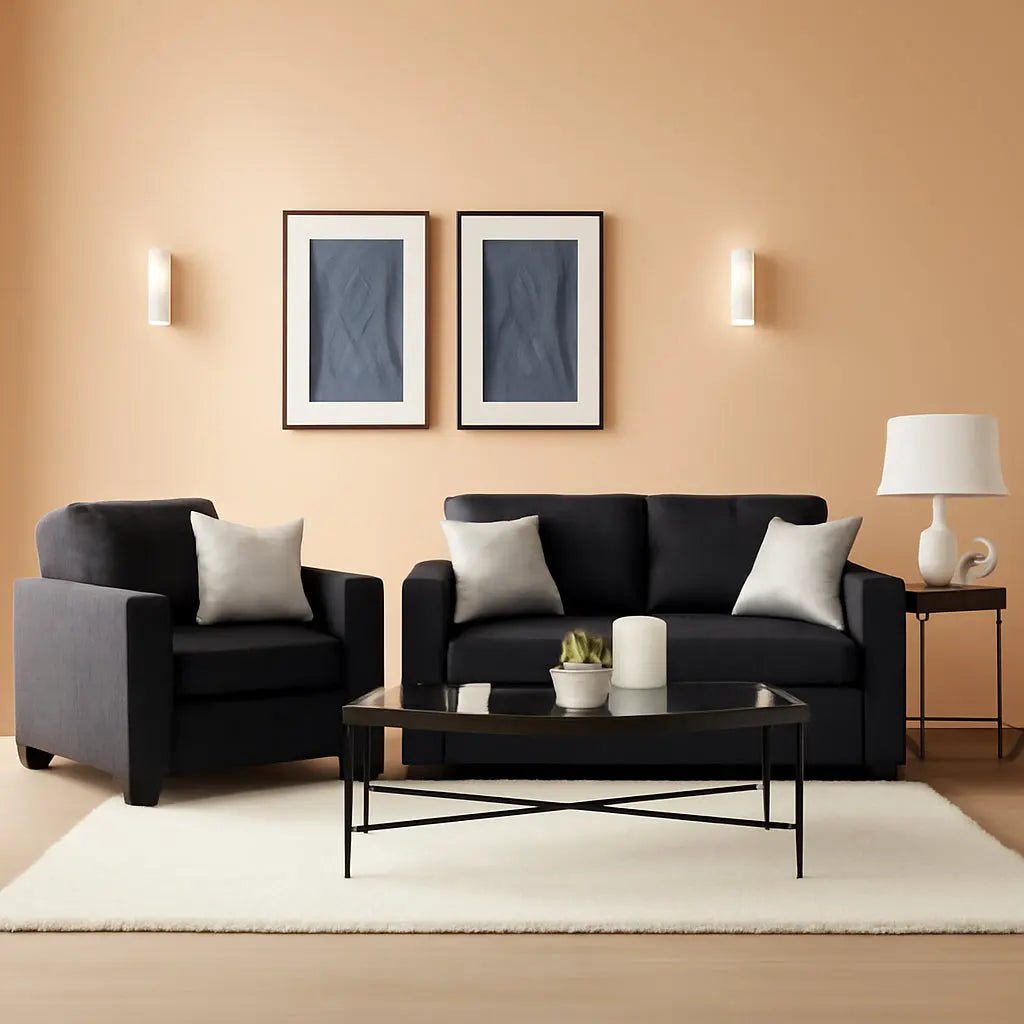 Dark Gray Modern Loveseat With Two Accent Pillows Included - Get it from Bo