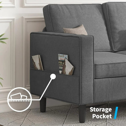 Dark Grey Convertible Sectional Sofa With Storage Ottoman - Get it from Bo