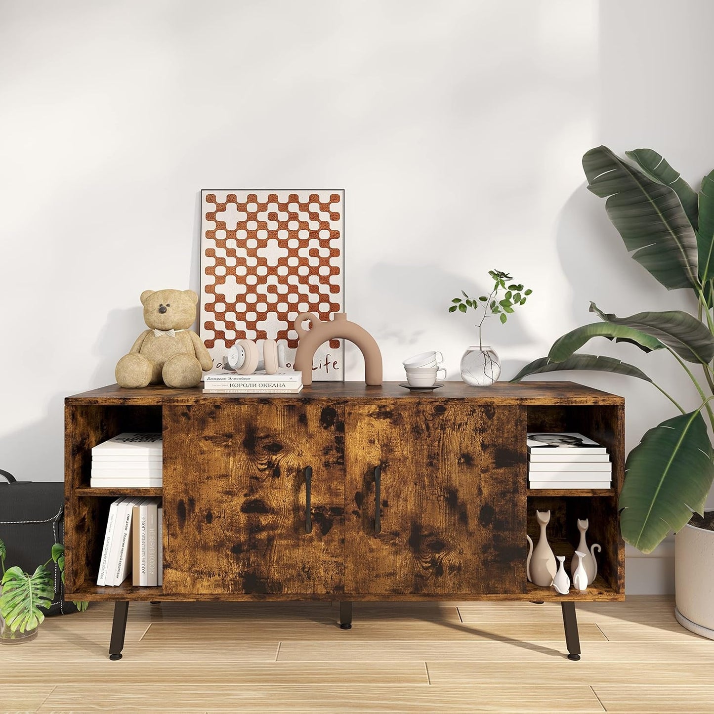 Modern TV Stand For 50Inch TV With Adjustable Shelves