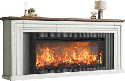 SeventyInch Distressed White Electric Fireplace TV Console ShipItFurniture