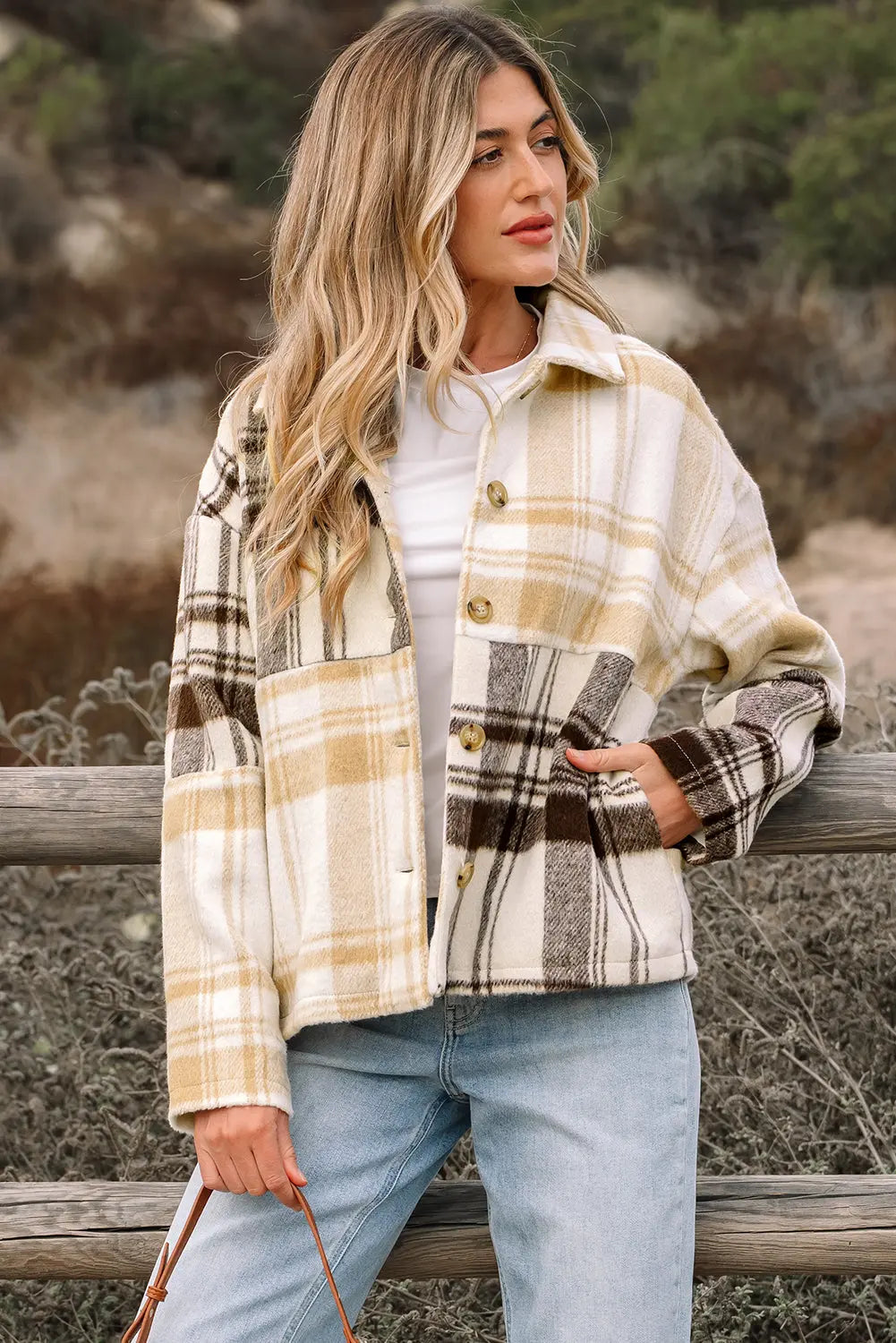 Julinique Plaid Patchwork Side Shacket
