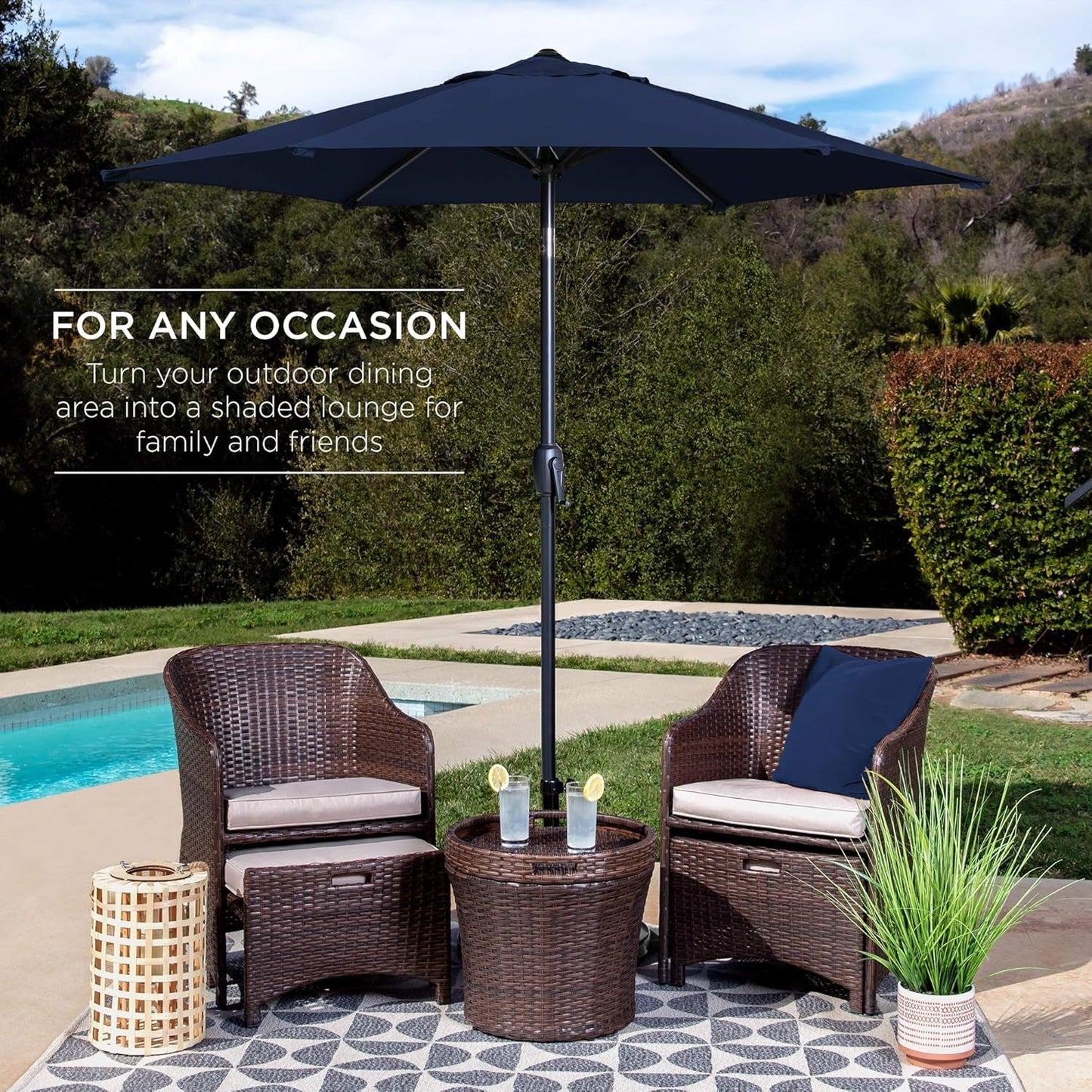 7.5ft Navy Patio Umbrella Tilt Crank Steel ShipItFurniture