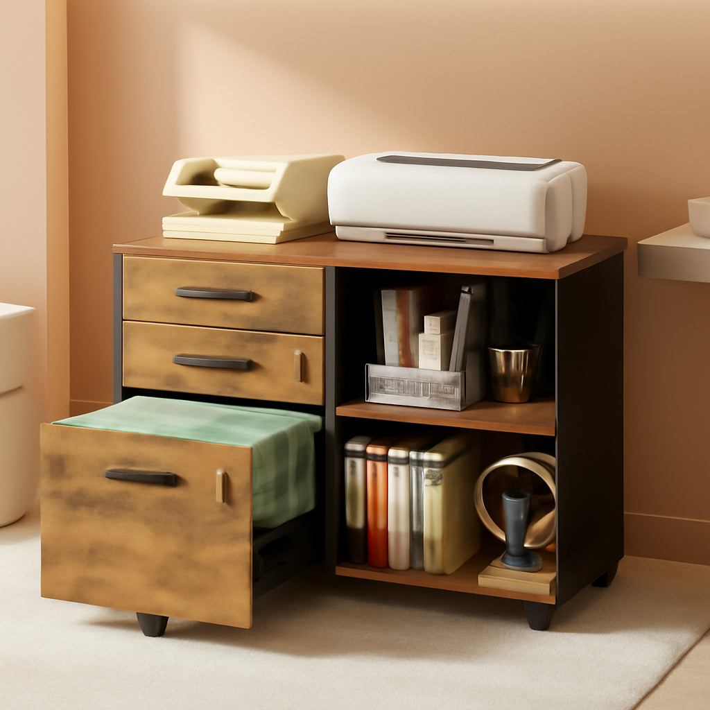 3 Drawer Wood File Cabinet With Lock For Home Office ShipItFurniture