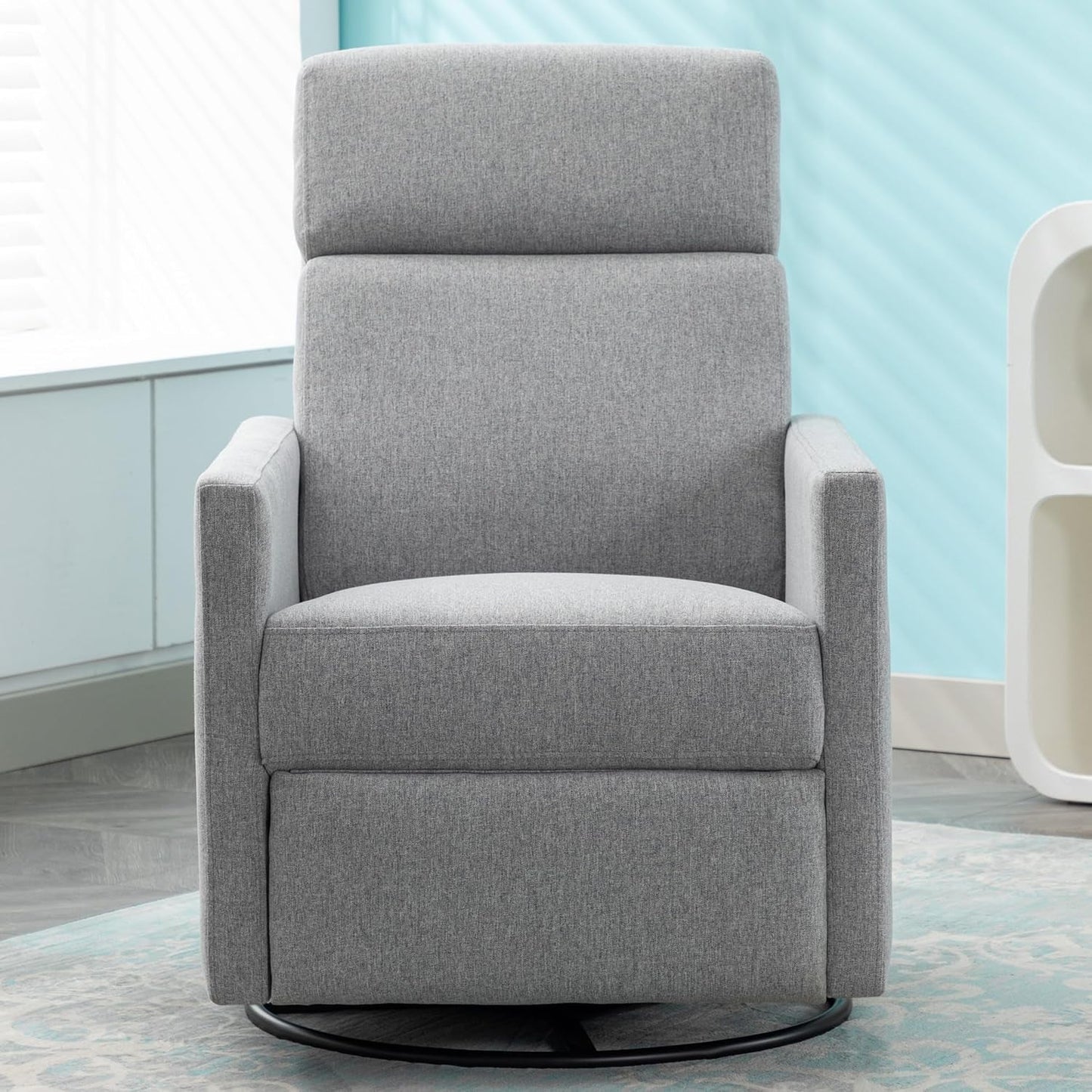 Modern Upholstered Swivel Recliner Chair Glider Gray ShipItFurniture