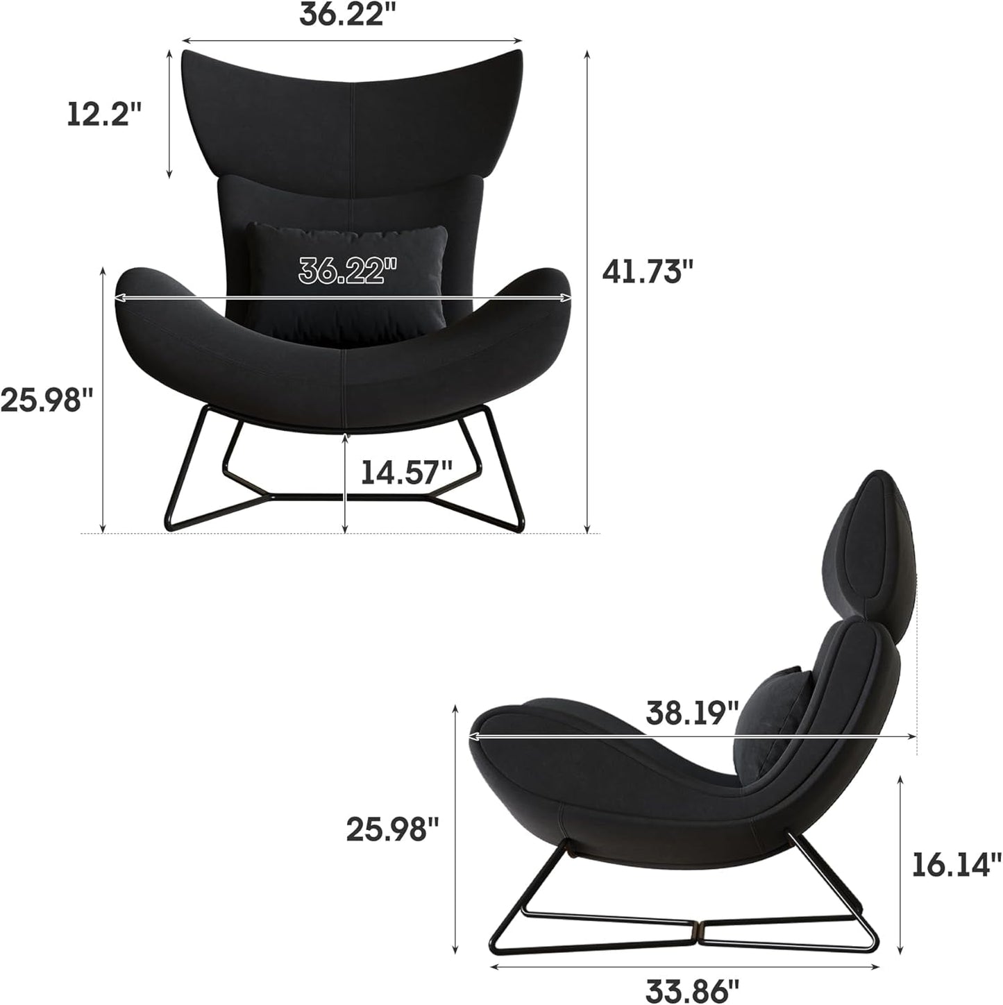 Beige Velvet Wingback Accent Chair Mid Century Modern ShipItFurniture