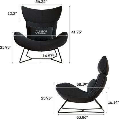 Beige Velvet Wingback Accent Chair Mid Century Modern ShipItFurniture