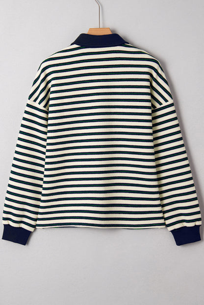 Louisa Contrast Collar Zip Long Sleeve Top