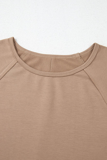 Light French Beige Flower Striped Patchwork Puff Sleeve Loose PLUS Sweatshirt