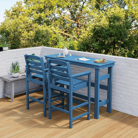 Adirondack Outdoor Bar Table And Chairs Set Blue ShipItFurniture
