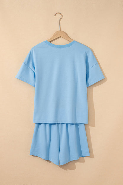 Avery Top and Patchwork Drawstring Shorts Set