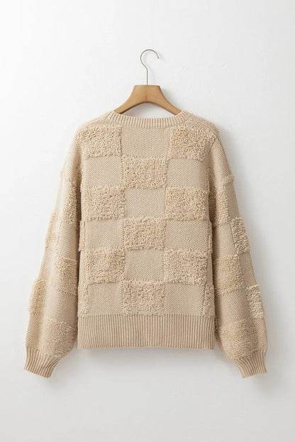 Emily Checkered Sherpa Loose Sweater