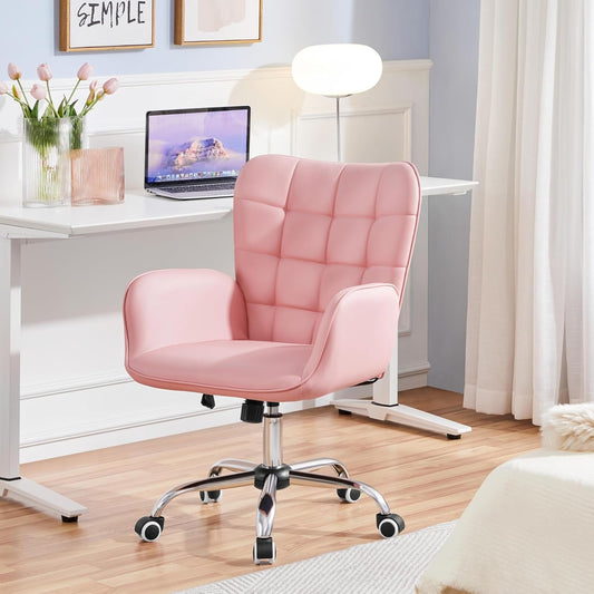Pink Ergonomic Office Chair With Adjustable Height