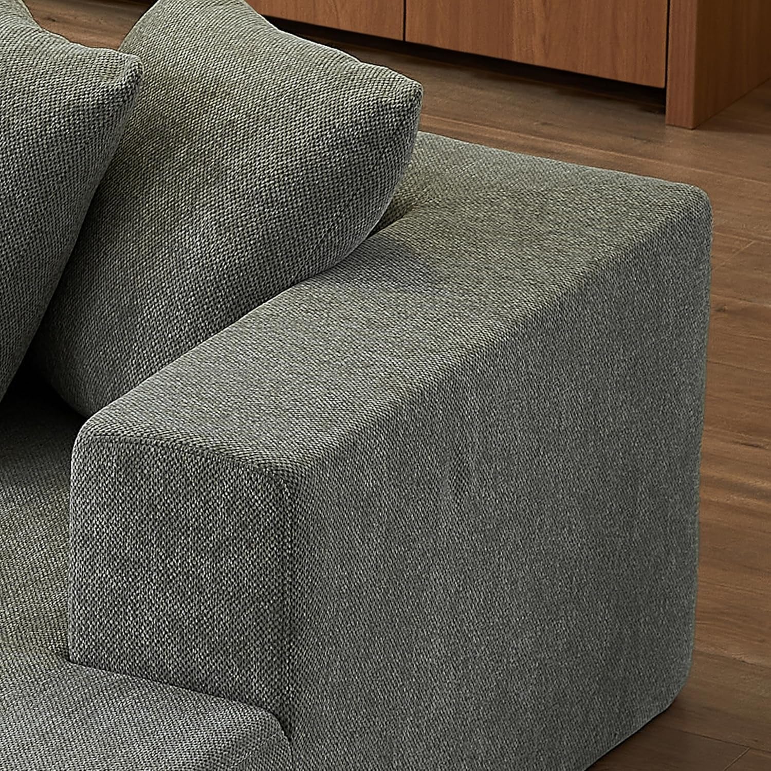 U Shaped Modular Sectional Sofa 6 Seater Grey Chenille ShipItFurniture