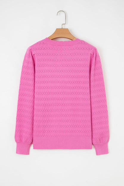 Kay Knit Ribbed Cuffs Crew Neck Sweater