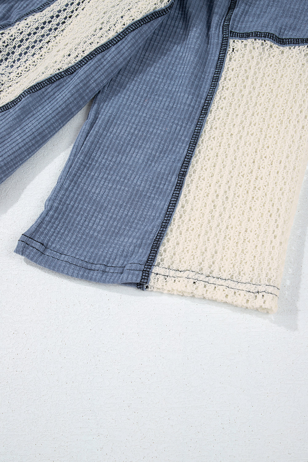 Ruby Crochet Detail Exposed Seam High Low Loose Top Threaded Pear
