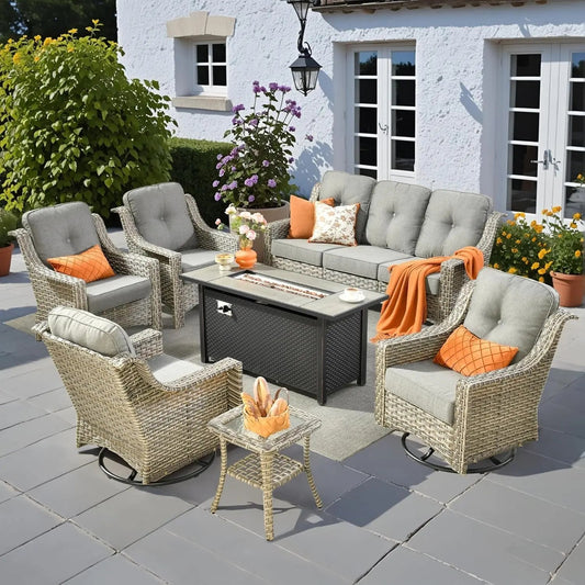 Outdoor Patio Furniture Set with Fire Pit Table-0