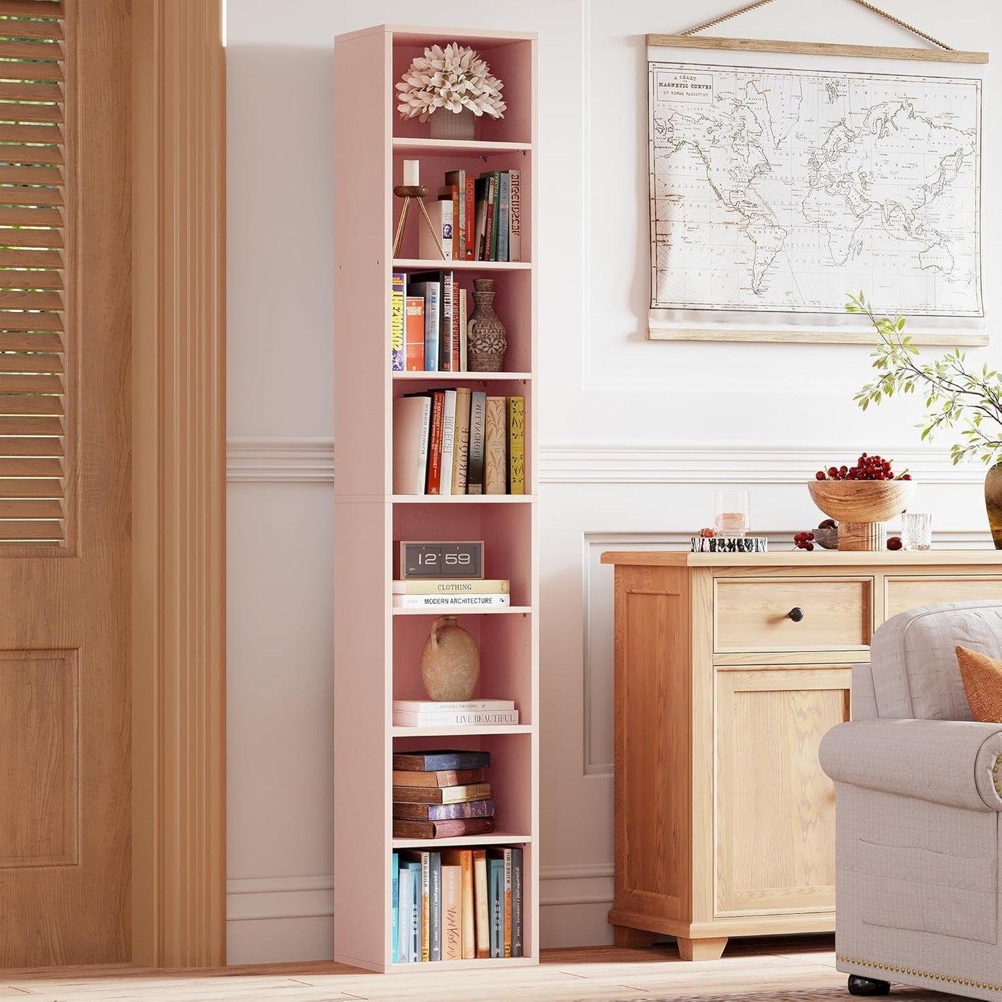 Tall Narrow Eight Tier Corner Bookcase For Home Office ShipItFurniture