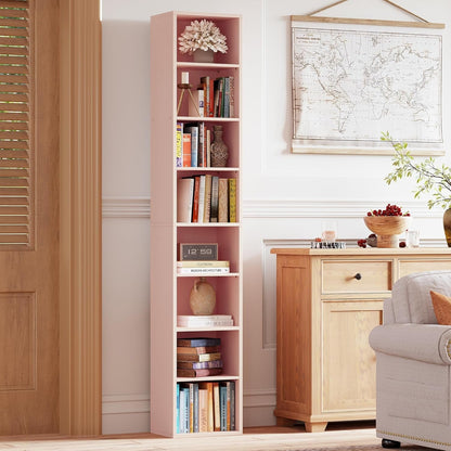 Tall Narrow Eight Tier Corner Bookcase For Home Office ShipItFurniture