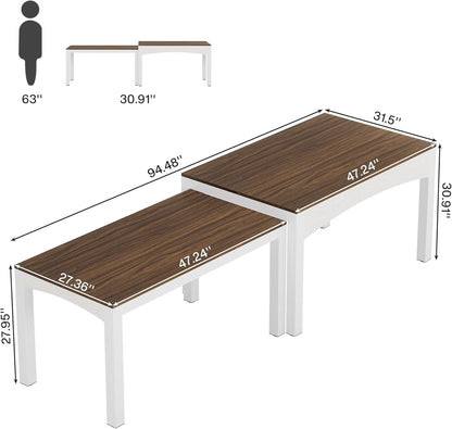 Extendable Farmhouse Dining Table 47 To 95 Inches Brown ShipItFurniture