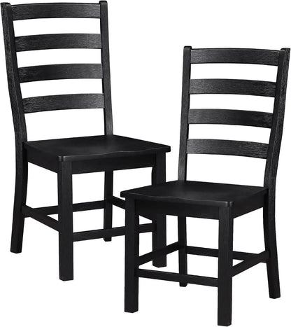 Dining Chairs Set of 2, Dining Chairs with Solid Wood Legs and Footrest, High Ladder Back Farmhouse Dining Chairs, Wooden Dining Room Chairs, Black - Get it from Bo