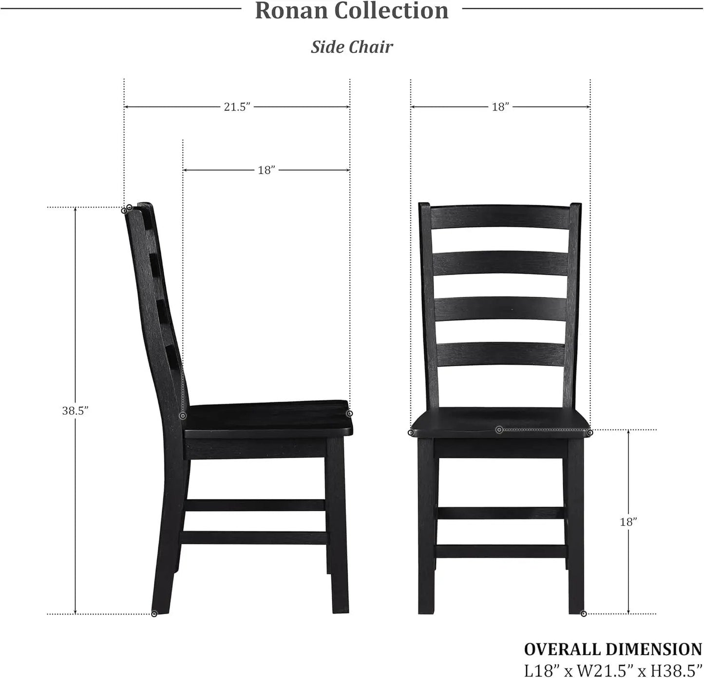 Dining Chairs Set of 2, Dining Chairs with Solid Wood Legs and Footrest, High Ladder Back Farmhouse Dining Chairs, Wooden Dining Room Chairs, Black - Get it from Bo