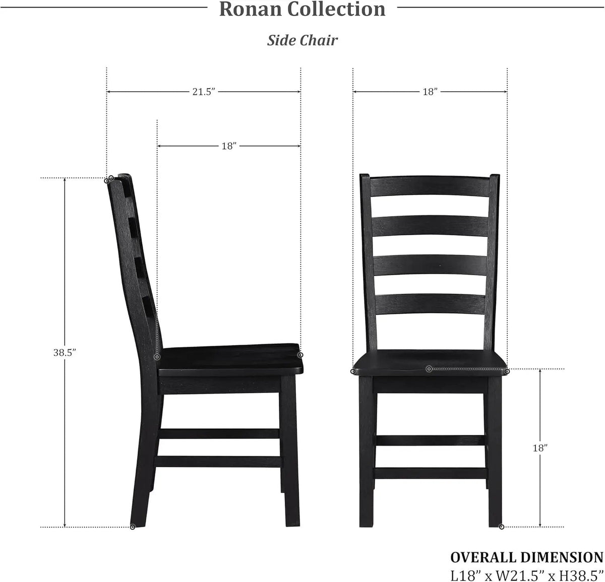 Dining Chairs Set of 2, Dining Chairs with Solid Wood Legs and Footrest, High Ladder Back Farmhouse Dining Chairs, Wooden Dining Room Chairs, Black - Get it from Bo
