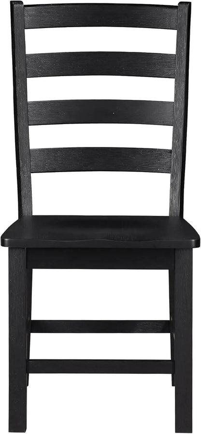 Dining Chairs Set of 2, Dining Chairs with Solid Wood Legs and Footrest, High Ladder Back Farmhouse Dining Chairs, Wooden Dining Room Chairs, Black - Get it from Bo