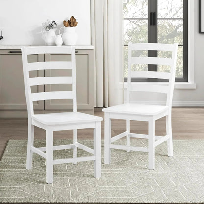 Dining Chairs Set of 2, Dining Chairs with Solid Wood Legs and Footrest, High Ladder Back Farmhouse Dining Chairs, Wooden Dining Room Chairs, White - Get it from Bo