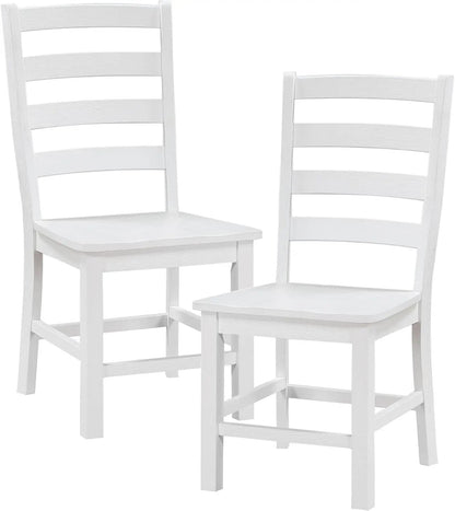 Dining Chairs Set of 2, Dining Chairs with Solid Wood Legs and Footrest, High Ladder Back Farmhouse Dining Chairs, Wooden Dining Room Chairs, White - Get it from Bo