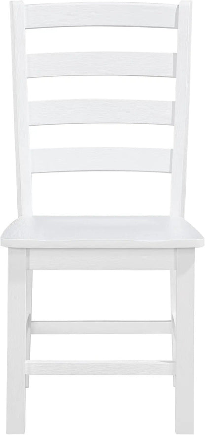 Dining Chairs Set of 2, Dining Chairs with Solid Wood Legs and Footrest, High Ladder Back Farmhouse Dining Chairs, Wooden Dining Room Chairs, White - Get it from Bo