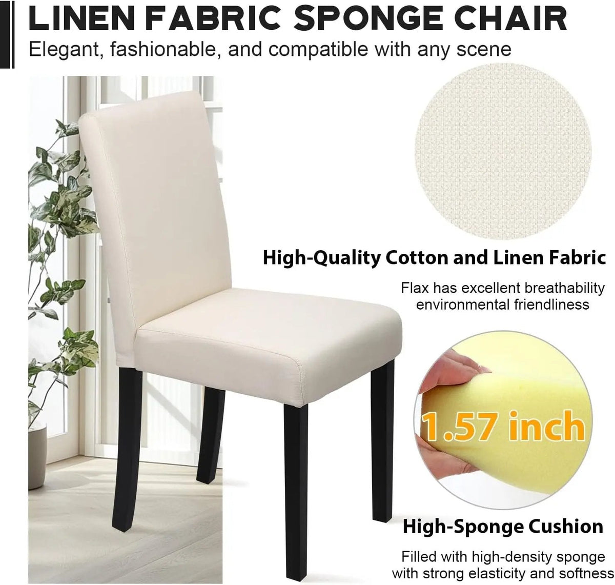Dining Chairs Set of 4,Dining Room Chairs Elegant Design Modern Fabric Upholstered Dining Chairs,Beige - Get it from Bo