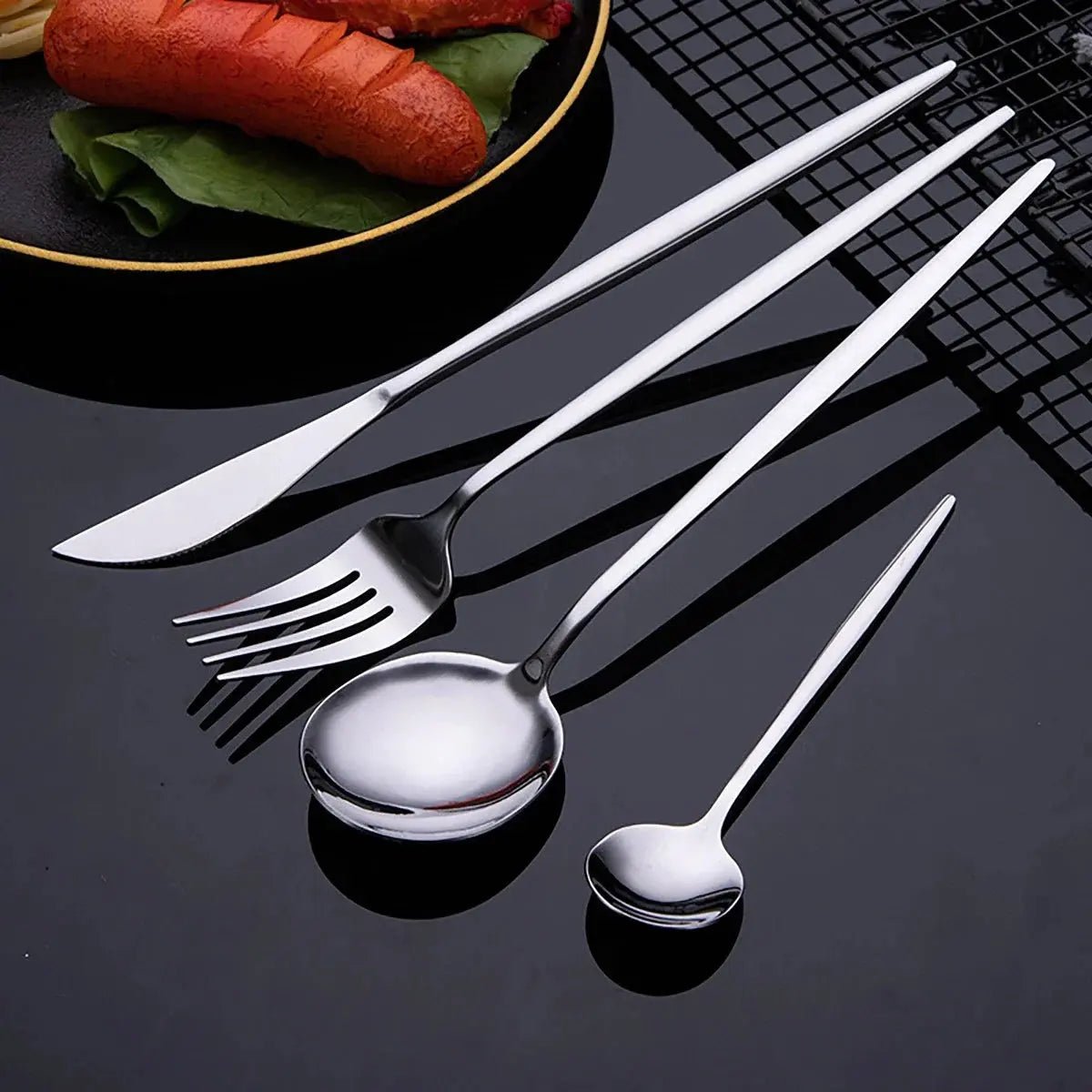 Dinnerware Set Stainless Steel Black Tableware Set Knife Fork 30pcs - Get it from Bo