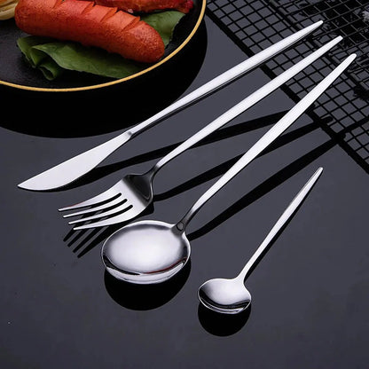 Dinnerware Set Stainless Steel Black Tableware Set Knife Fork 30pcs - Get it from Bo