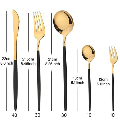 Dinnerware Set Stainless Steel Black Tableware Set Knife Fork 30pcs - Get it from Bo