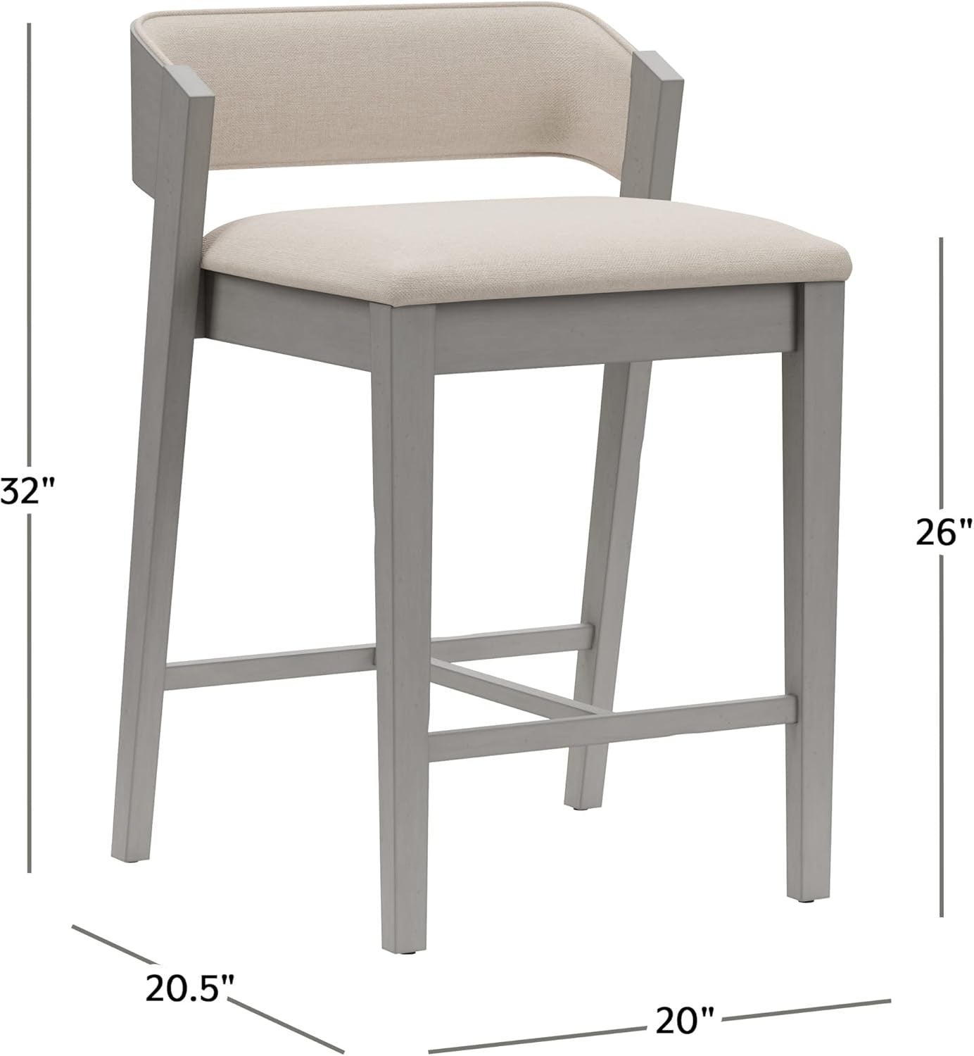 Counter Height Wood Stool Distressed Gray Upholstered Seat ShipItFurniture