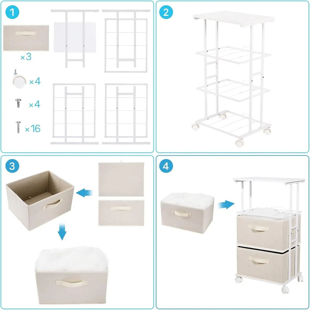 Dresser Tower with 3 Drawers,Fabric Dresser Drawer Organizer Unit,Dresser Chest with Wood Top,Vertical Storage Dresser,Small Dresser for Bedroom,Office-Beige - Get it from Bo