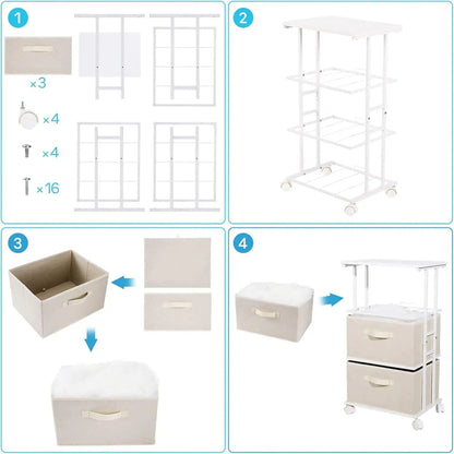 Dresser Tower with 3 Drawers,Fabric Dresser Drawer Organizer Unit,Dresser Chest with Wood Top,Vertical Storage Dresser,Small Dresser for Bedroom,Office-Beige - Get it from Bo