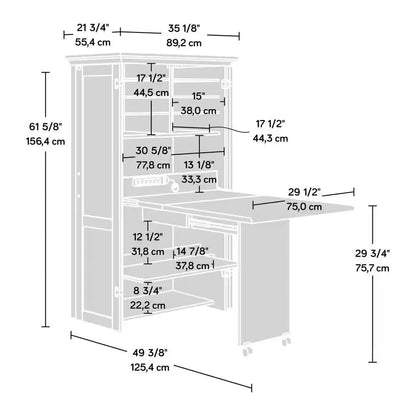 Drop Leaf Computer Desk Craft Table Armoire in White Wood Finish - Made in USA - Get it from Bo