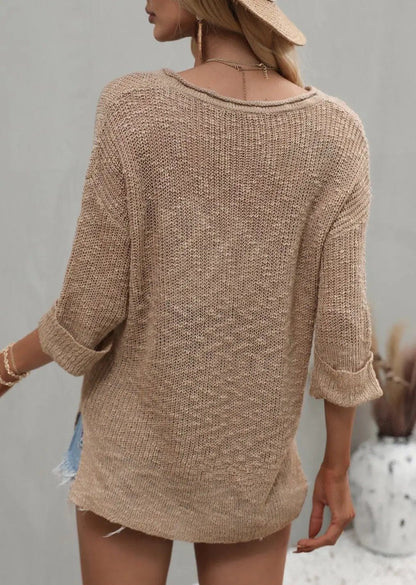 Drop Shoulder 3/4 Length Sweater - Get it from Bo