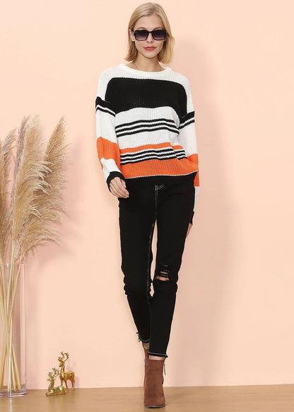 Drop Shoulder Striped Knit Sweater - Get it from Bo