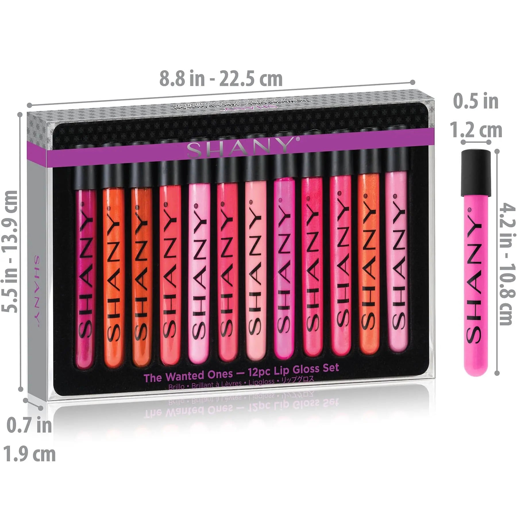 The Wanted Ones - 12 Piece Lip Gloss Set with Aloe Vera and Vitamin E SHANY