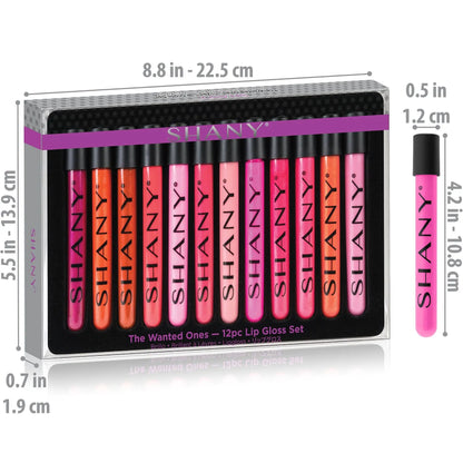 The Wanted Ones - 12 Piece Lip Gloss Set with Aloe Vera and Vitamin E SHANY