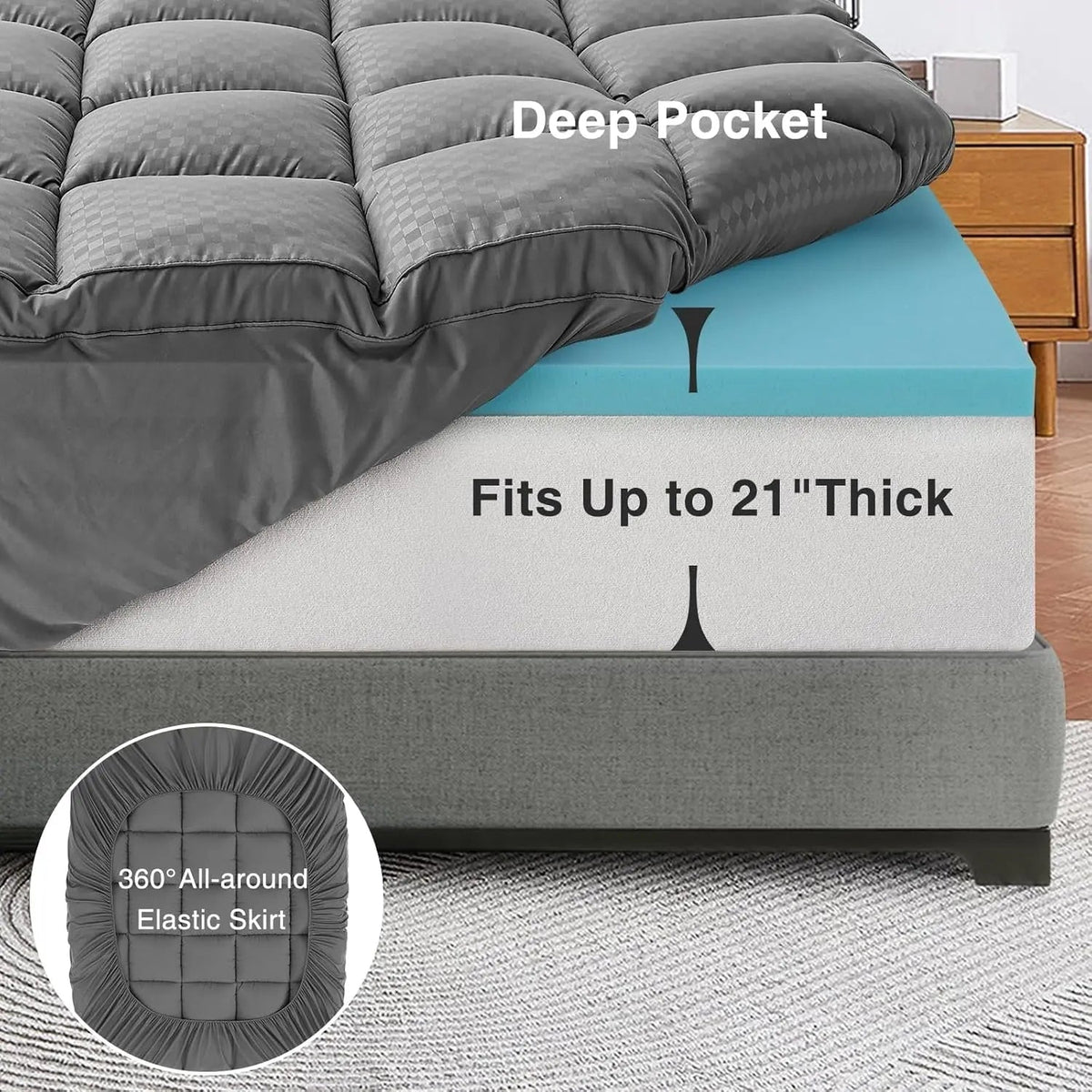 Dual Layer King Size Memory Foam Mattress Topper - Get it from Bo