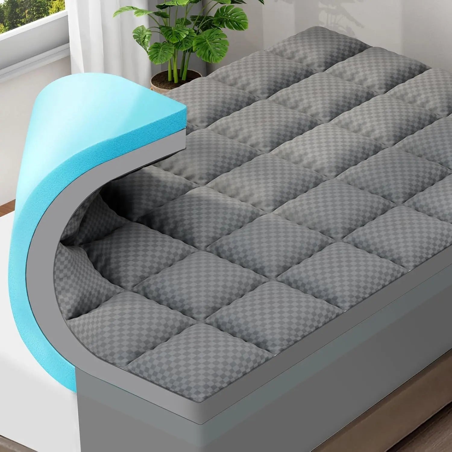 Dual Layer King Size Memory Foam Mattress Topper - Get it from Bo