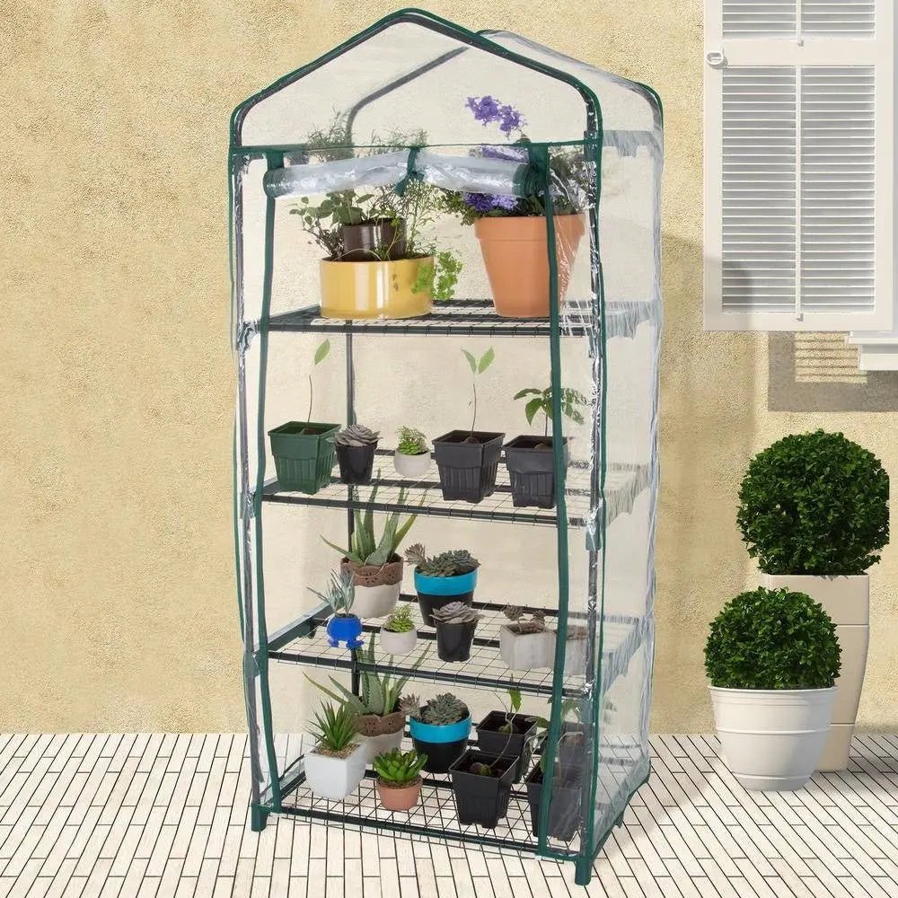 Durable 4-Tier Plant Stand Greenhouse with Zippered PVC Cover - Get it from Bo