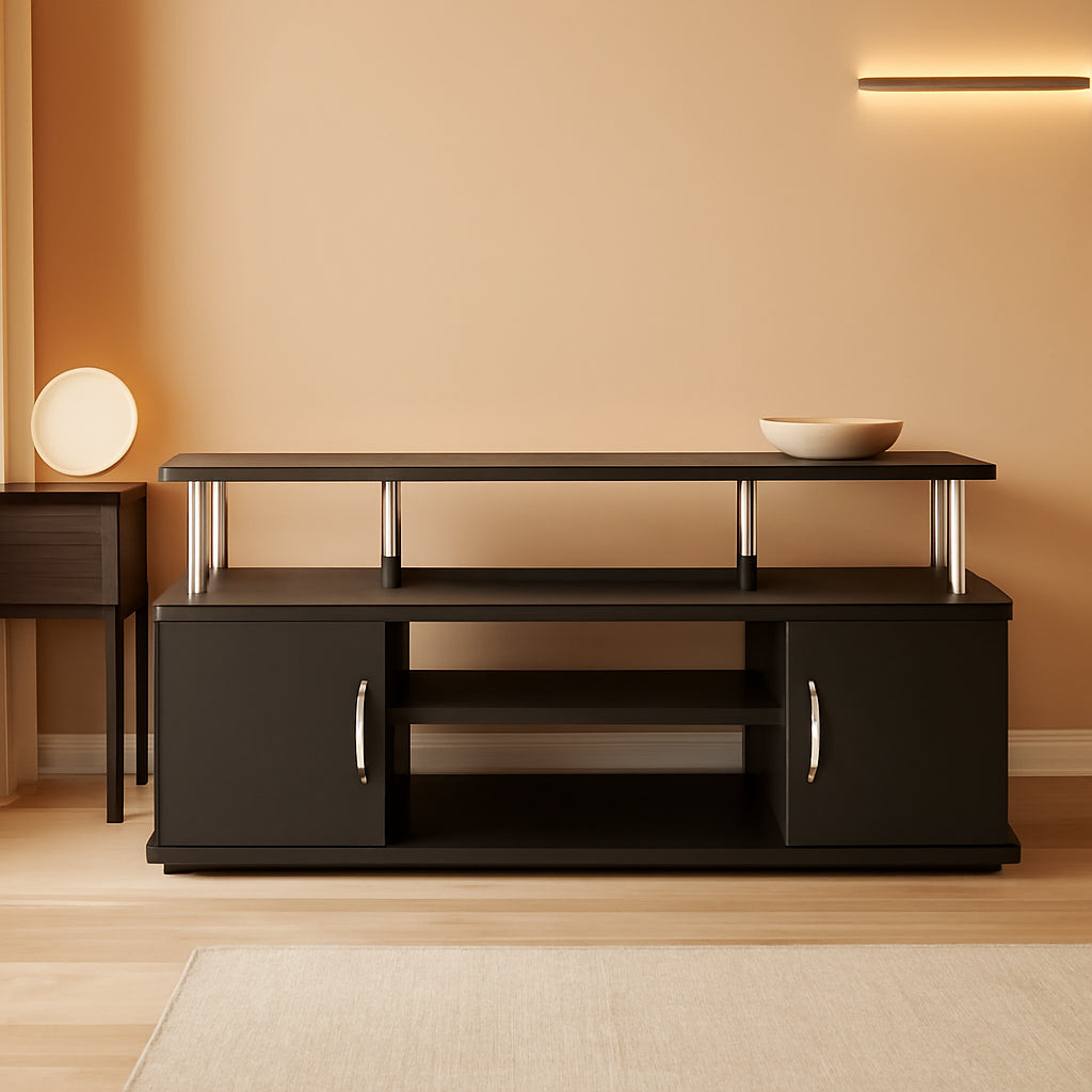 JAYA Entertainment Stand For 55 Inch TV Americano Chrome