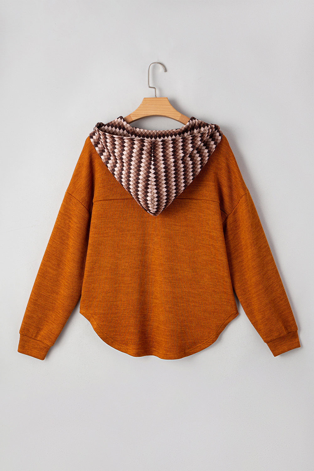 Payton Plaid Hood Patchwork Chest Pocket Henley Top